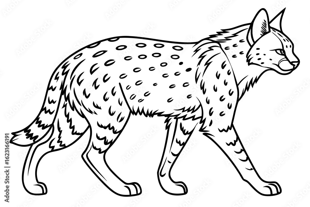 Fototapeta premium coloring page line art the serval black vector