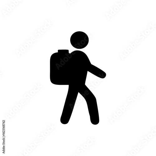 Backpacker isolated on white background for travel and outdoor activity