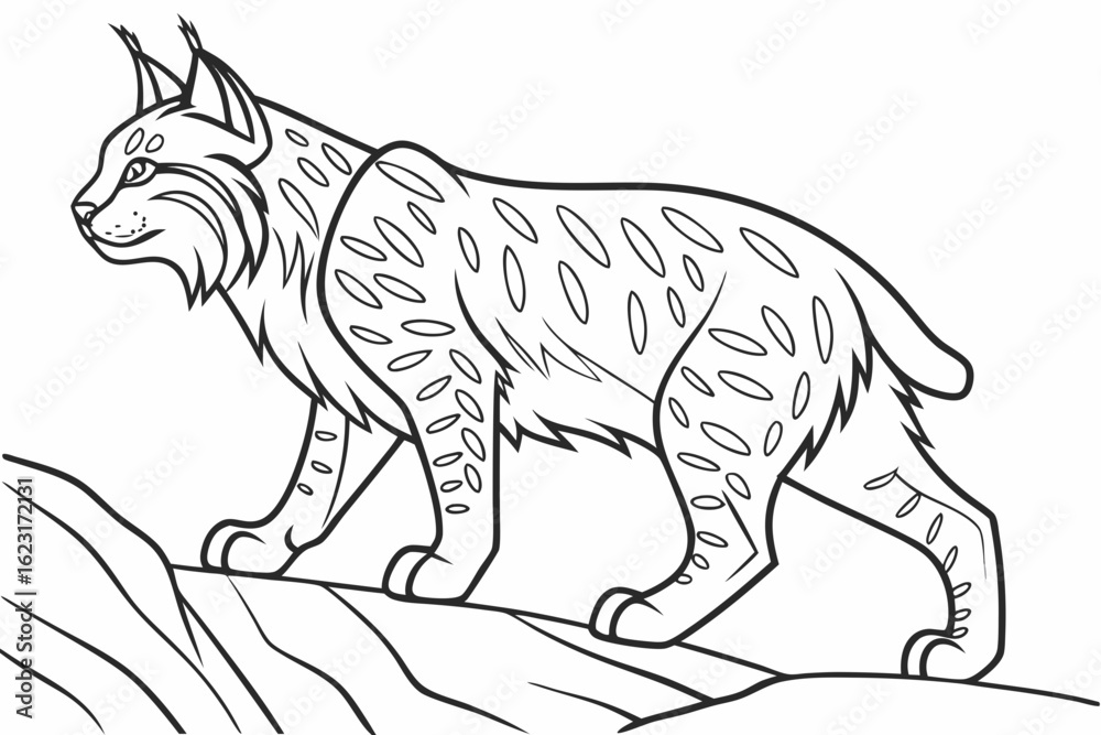 Obraz premium coloring page line art the bobcat black vector