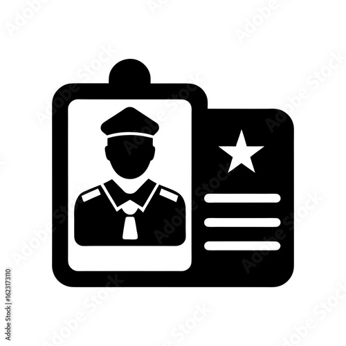 Silhouette military ID card with ranking symbols ideal for defense or veteran themes