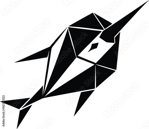 A low poly, geometric style illustration of a swordfish.