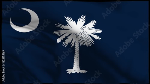 South Carolina US State Waving Flag Animation Realistic Fabric 