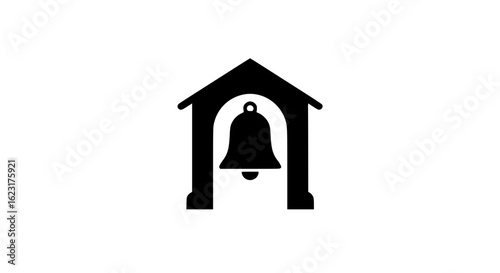 Large bell black and white icon