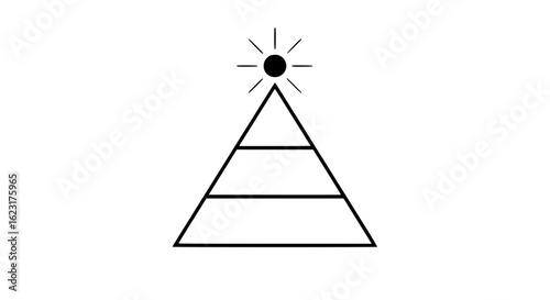 Sun above a pyramid minimalist black and white icon