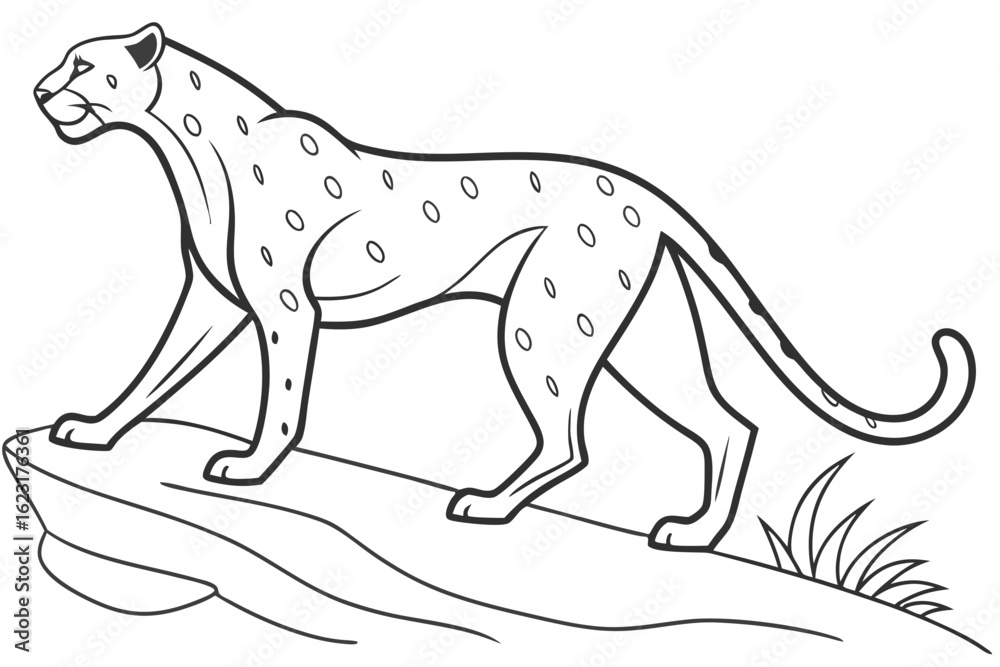 Obraz premium coloring page line art the cheetah black vector