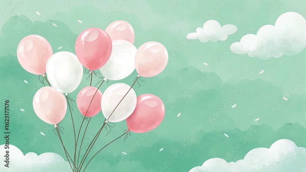 Fototapeta premium pink balloon on blue sky background