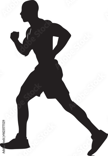 Silhouette of Sprinter in Forward-Leaning Motion Capturing Speed and Athletic Energy
