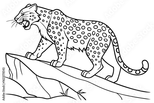 coloring page line art the jaguar black vector