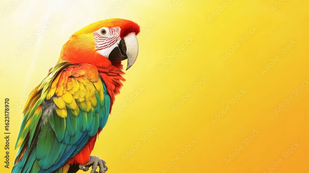 Obraz premium Vibrant macaw against a sunny backdrop.