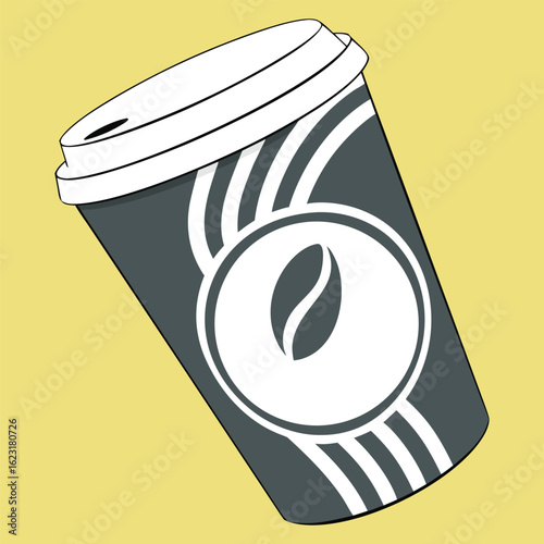 Vector of modern paper coffee cup  and sticker border design