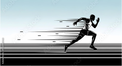 Silhouette Illustration of a Runner Sprinting Fast
