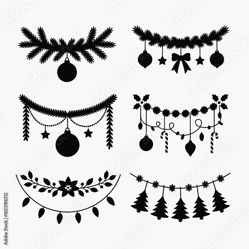 Assorted Christmas Decorative Silhouettes with Ornaments and Lights