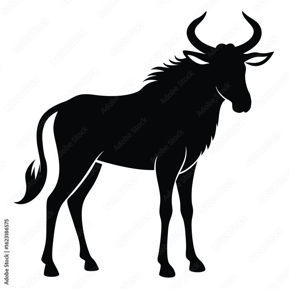 Obraz premium Solid color Wildebeest animal vector design
