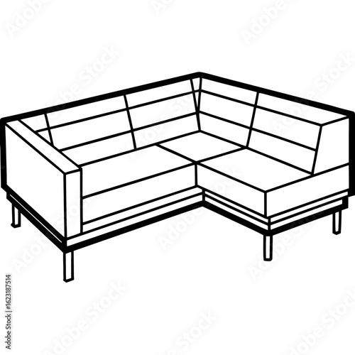 Corner Sectional Sofa Line Art Illustration