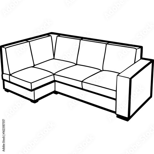 Corner Sectional Sofa Line Art Illustration