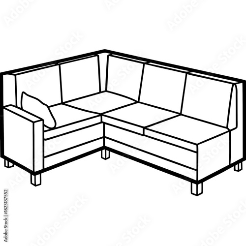 Corner Sectional Sofa Line Art Illustration