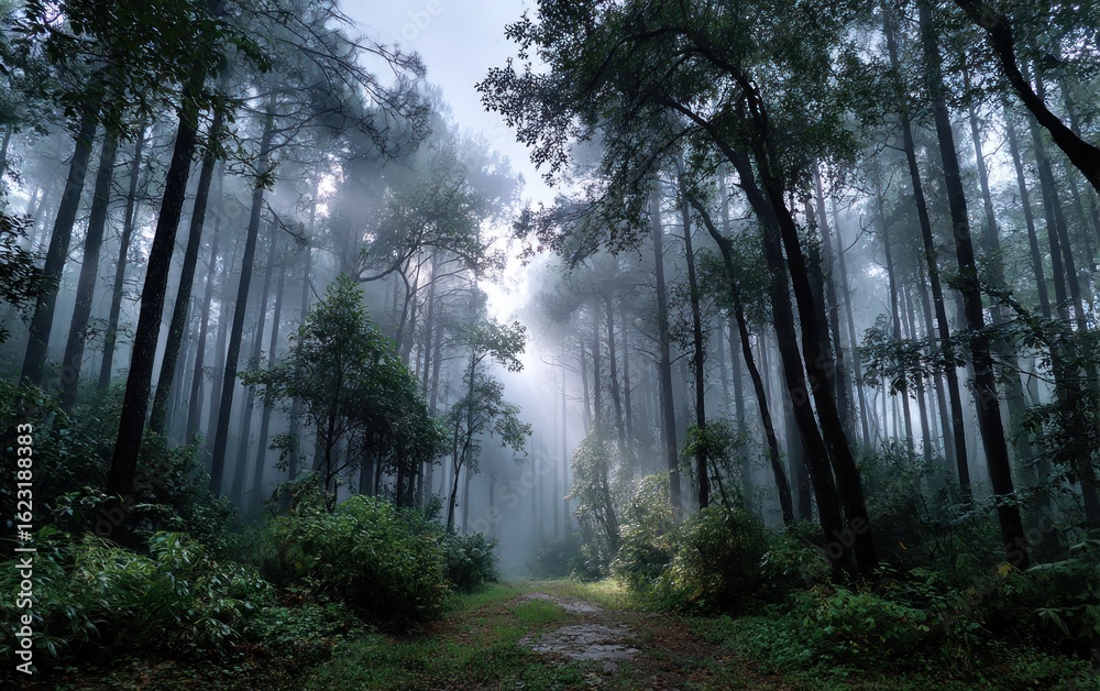 Fototapeta premium Misty forest path (13)