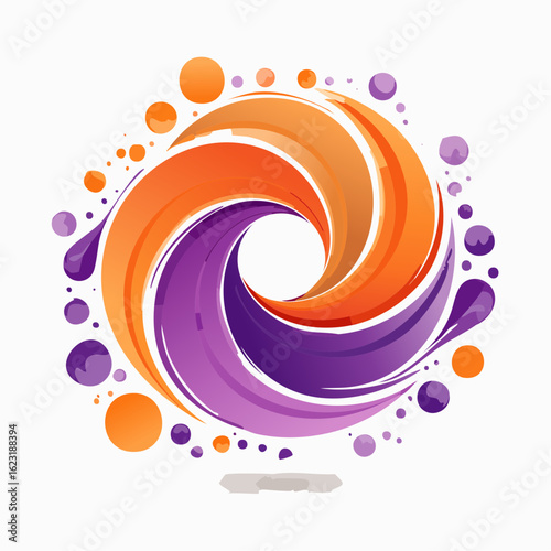 Abstract Swirling Orange and Purple Design
