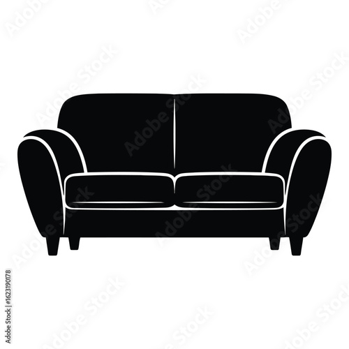 Art of black sofa isolated on white background, a comfortable and stylish piece of furniture for any living space