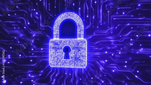 Digital Security: Animated Padlock on Circuit Board, Data Protection