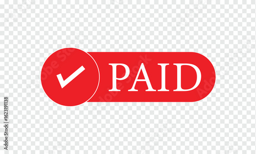 Paid red rubber stamp graphic design vector, stencil business illustration, payment money fee icon, bank invoice office fee .Vector illustration. EPS 10 .