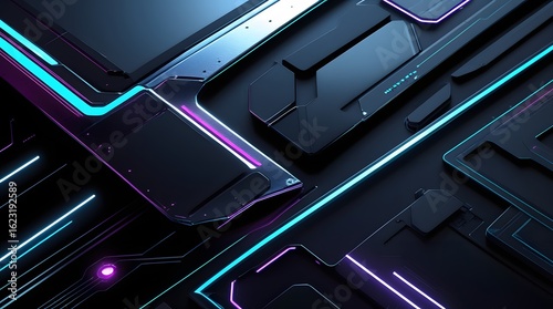 a futuristic tech style wallpaper with a predominantly dark color scheme, featuring sleek metallic surfaces,