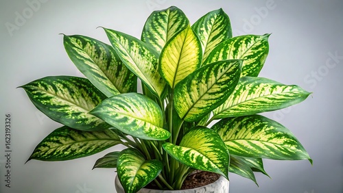 Dieffenbachia Leaves Isolated on White