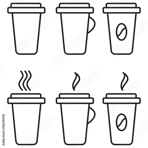 Coffee cup icon set. vector illustration