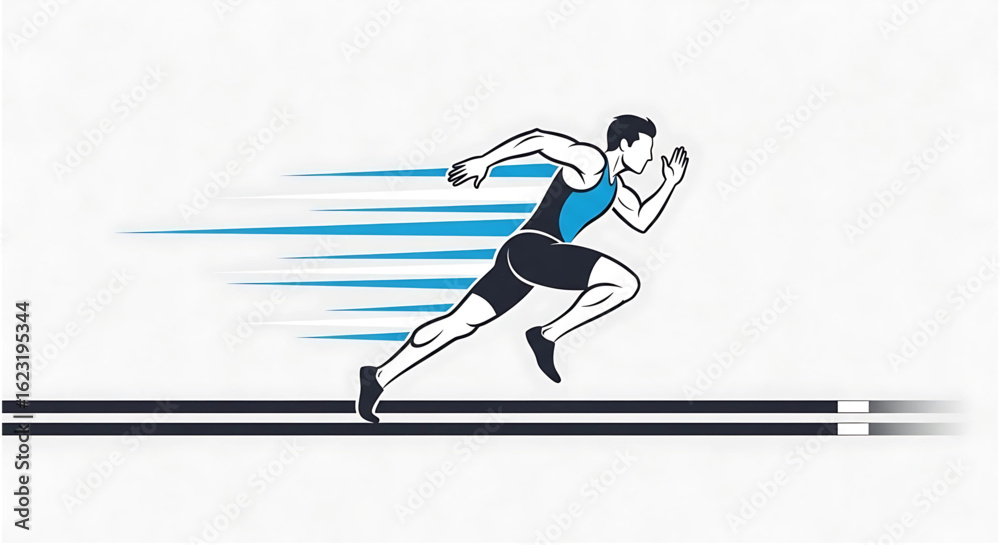 Obraz premium Athlete Running Forward with Speed Lines