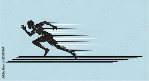 Fast Running Man Silhouette Illustration