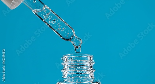 透明な美容液、滴る瞬間。瑞々しく輝く肌へ。