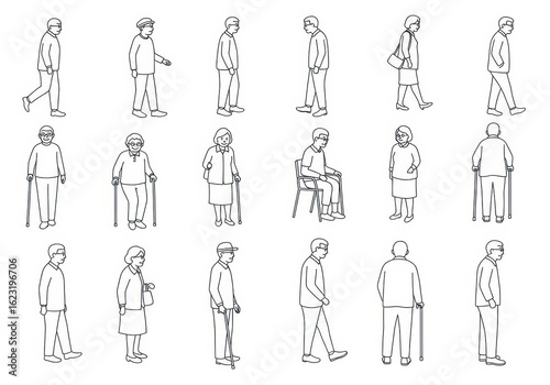 Wallpaper Mural Set of isometric people icons in a minimalist line art style Torontodigital.ca