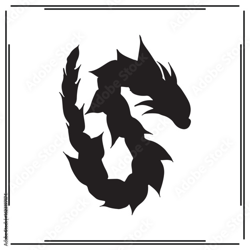 Dragon Silhouette - Mystical Dragon Design, Mythical Creature Icon for Fantasy Art, Magic, and Creative Graphics Use