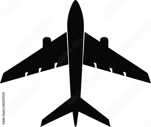 Minimal aircraft icon, flight identifier for transport and travel concepts