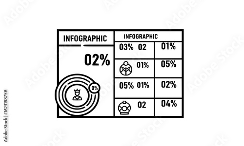 Infographic with data table and percentage breakdown for business analysis
