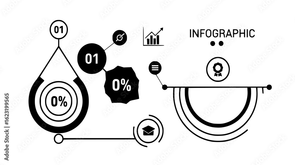 Obraz premium Modern infographic elements showcasing data visualization, business concepts, and progress indicators isolated on white background