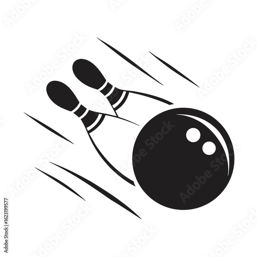 Bowling Ball Striking Two Pins in Motion Graphic Design