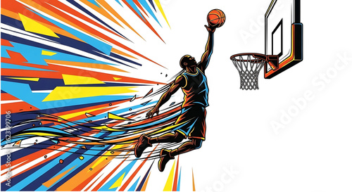 Basketball Player Slam Dunk Art