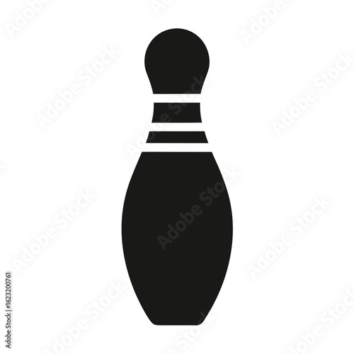 Simple Black Bowling Pin Icon Isolated on White Background