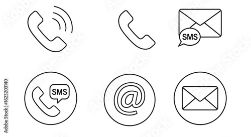 Modern Contact and Communication Vector Icons