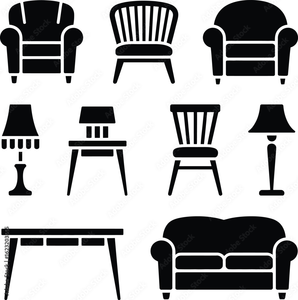 Furniture Icons Set armchair chair Furniture Icons Set armchair chair
