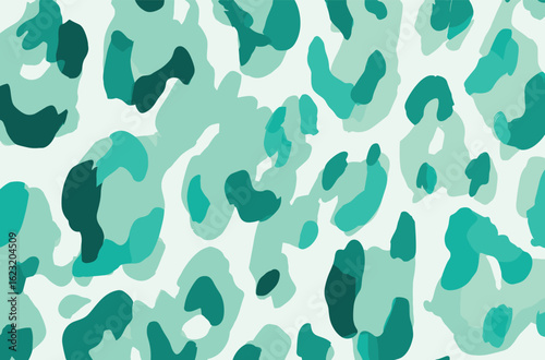 Spearmint green leopard print, fresh minty tones, flat seamless vector