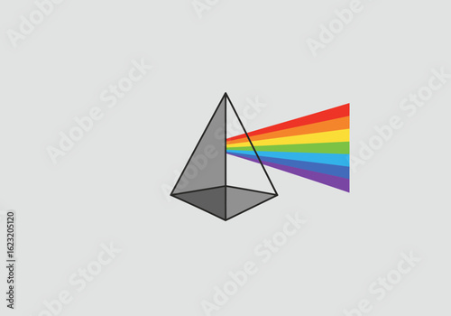 Free Download Geometric pyramid dispersing light into a vibrant rainbow spectrum. A minimalist illustration of physics, light refraction, and the visible spectrum. - GFXLoad