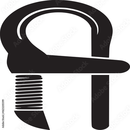 Black and White Hook Clip Icon
