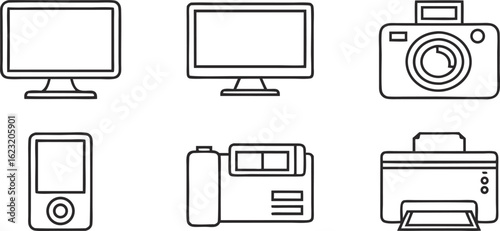 Electronic devices icons computer monitor