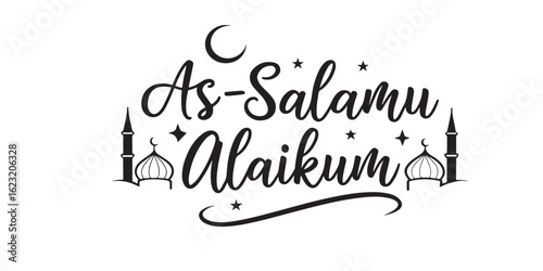 Elegant Islamic Greeting Design with Crescent Moon and Mosque Silhouette for Festive Occasions and Cultural Celebrations