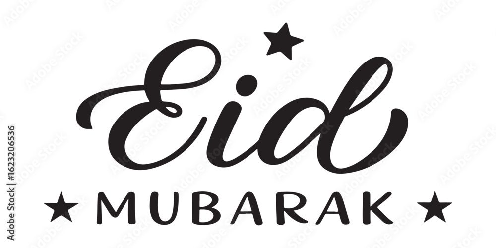 Fototapeta premium Elegant Eid Mubarak Greeting with Starry Accents Wishing Blessings and Celebration for the Festive Holiday Season