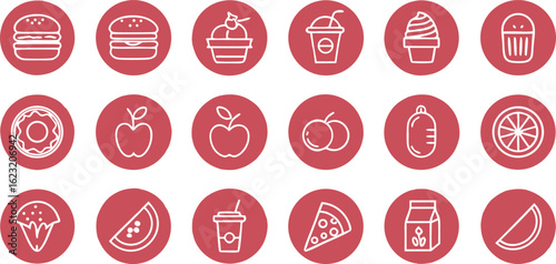 Food and drink icons burger icecream