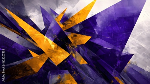 Abstract Purple Gold Geometric Shapes Art