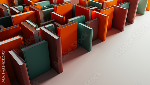 Discovering knowledge within colorful books surrounded by shadows